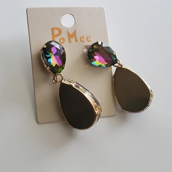 Double Teardrop Dangle Earrings - Picture 2 of 2